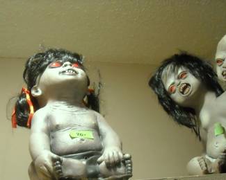 Seller's assortment of zombie babies were used for Halloween haunted house..  booooooo