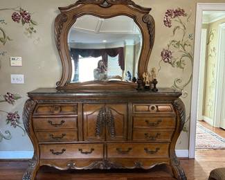 Michael Amini Bombe style dresser and mirror 