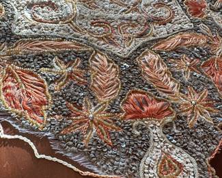 Antique hand woven sequin and silk runner