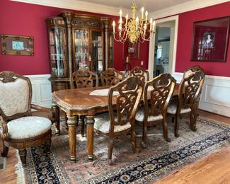 Michael Amini grandiose dining room set with swivel end carvers