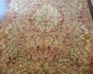 Truly one of a kind pink silk Persian rug 