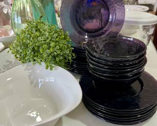Amethyst glass serve ware 