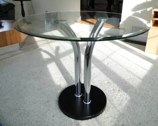 Glass and Chrome MCM Table possibly Leon Rosen?