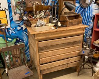 Wooden flat file, $200