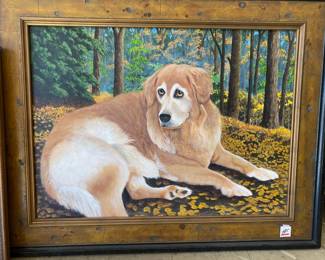 Dog painting with doleful eyes