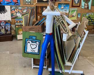 Awesome local artist Charles Gillam sculpture, woman with glasses by Birmingham artist, Diane Remick