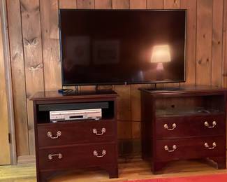 Flat Screen (LG) Bose surround sound. Mahogany bureaus for DVD/CD/sound systems