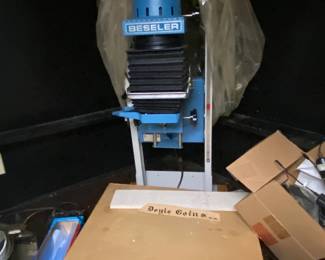 Beseler photo enlarger and dark room equipment, holders