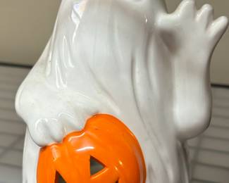Porcelain Ghost holding Jack O Lantern