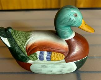 Hand Painted Ceramic Mallard Duck Candle Holder