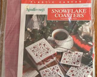 Snowflake Cross Stitch Coaster & Holder