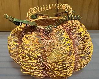 Home Interiors candle holder - Wire Pumpkin