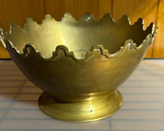 Brass Bowl With Scalloped Edges 