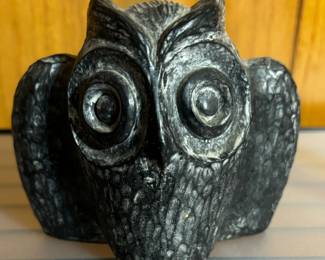 Navuk Carved Soapstone Owl MCM Design Canada