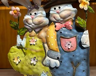 Home Interiors candle holder - Rabbits