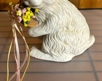 Ceramic Rabbit Holding Easter Basket