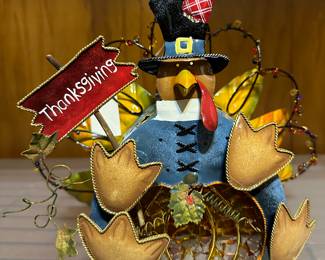 Home Interiors candle holder - Thanksgiving turkey