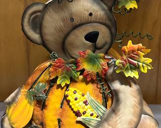 Home Interiors candle holder - Fall Bear