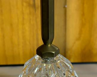 Vintage Cut Glass Bell with Metal Handle (Brass)