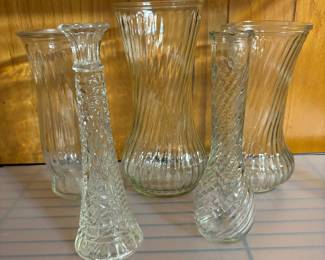 Lots of Clear Vases all Shapes and Sizes