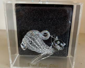 Spun glass cat ornament