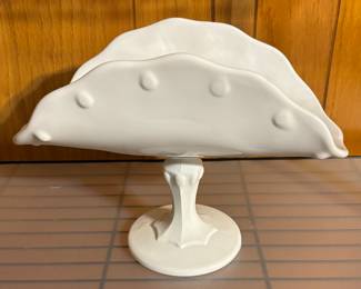 Vintage Indiana Milk Glass Banana Pedestal Tray