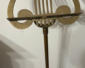 Vintage Adjustable Footed Brass Lyre Sheet Music Stand Taiwan