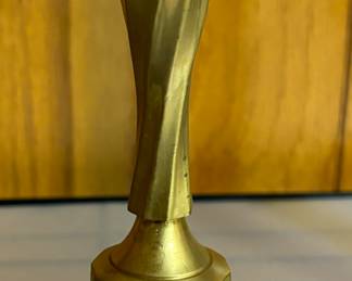 Vintage brass metal bell hand bell swirl gold metal