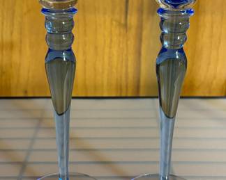 Waterford Marquis Crystal Bermuda Blue Candleholders 