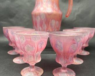 Vintage Glass Pitcher and Goblets