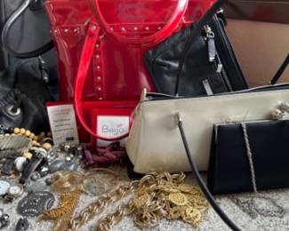 Assorted Purses and costume jewelry