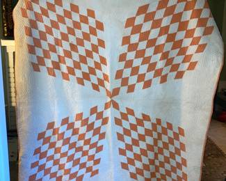 Early small block close handstitched antique quilt.