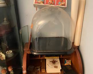 Antique Victorian Glass Dome, Child's desk