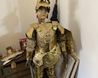 Antique Doll in Gold Armor 
