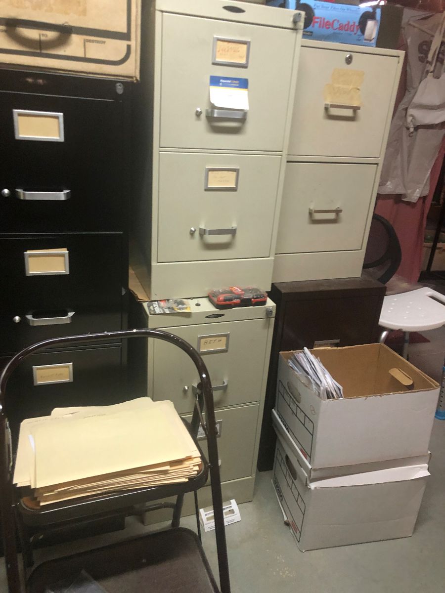 Several filing cabinets 