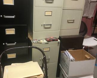 Several filing cabinets 