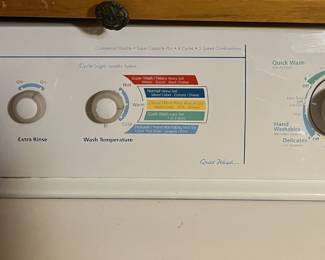 In this sale, there is a Whirlpool washer and dryer set.  Here is the washer control panel.  The washer is a top-loader.