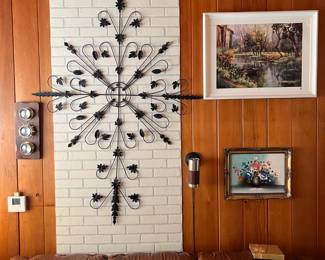 This photo highlights a few more of the varied wall art.