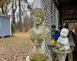Y12 - $125. Concrete Bust measures 27" tall. Beautiful weathering. 