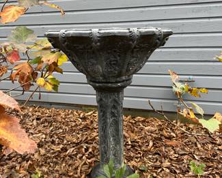 Y11 - $225 - Deep Concrete Bird Bath measures 36" tall. Very heavy - moves in 2 pieces. 