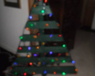 53" Tall Green wood Christmas tree with colored lights