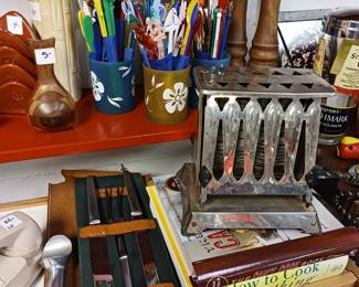 Vintage toaster and barware swizzle sticks