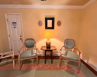 Bedroom 1 | Closer view of chairs and lamp.