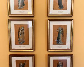 Dining Room | Six small framed angel prints in beautiful condition.