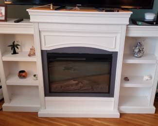 White Fan-forced Electric Fireplace w/ Remote