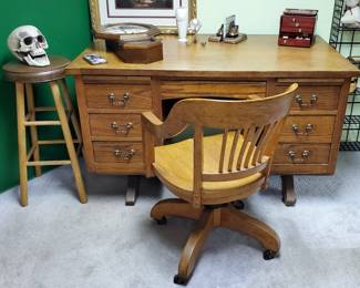 Oak Desk and Chair