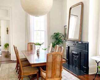 vintage dining set + rug. lantern and mirror NFS