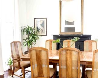 vintage dining set + rug. lantern and mirror NFS. audubon TBD