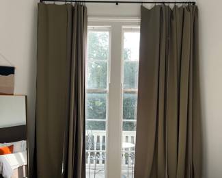 wide set of 6 olive green drapery panels