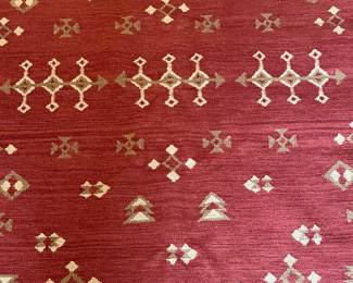 Konya Kilim area rug in red and taupe wool